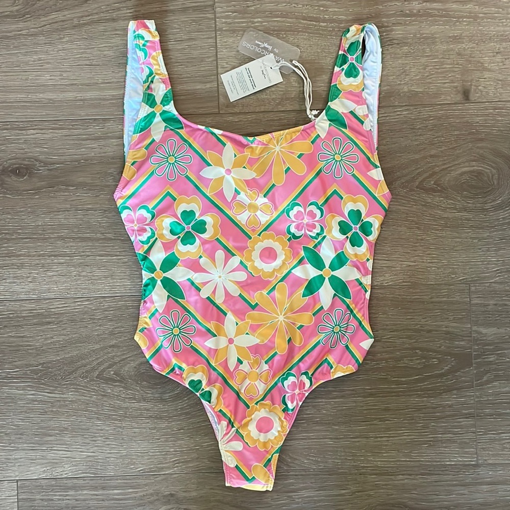 Watercolors by Kenny Flowers Acapulco Classic One Piece with Gold Rings, size L